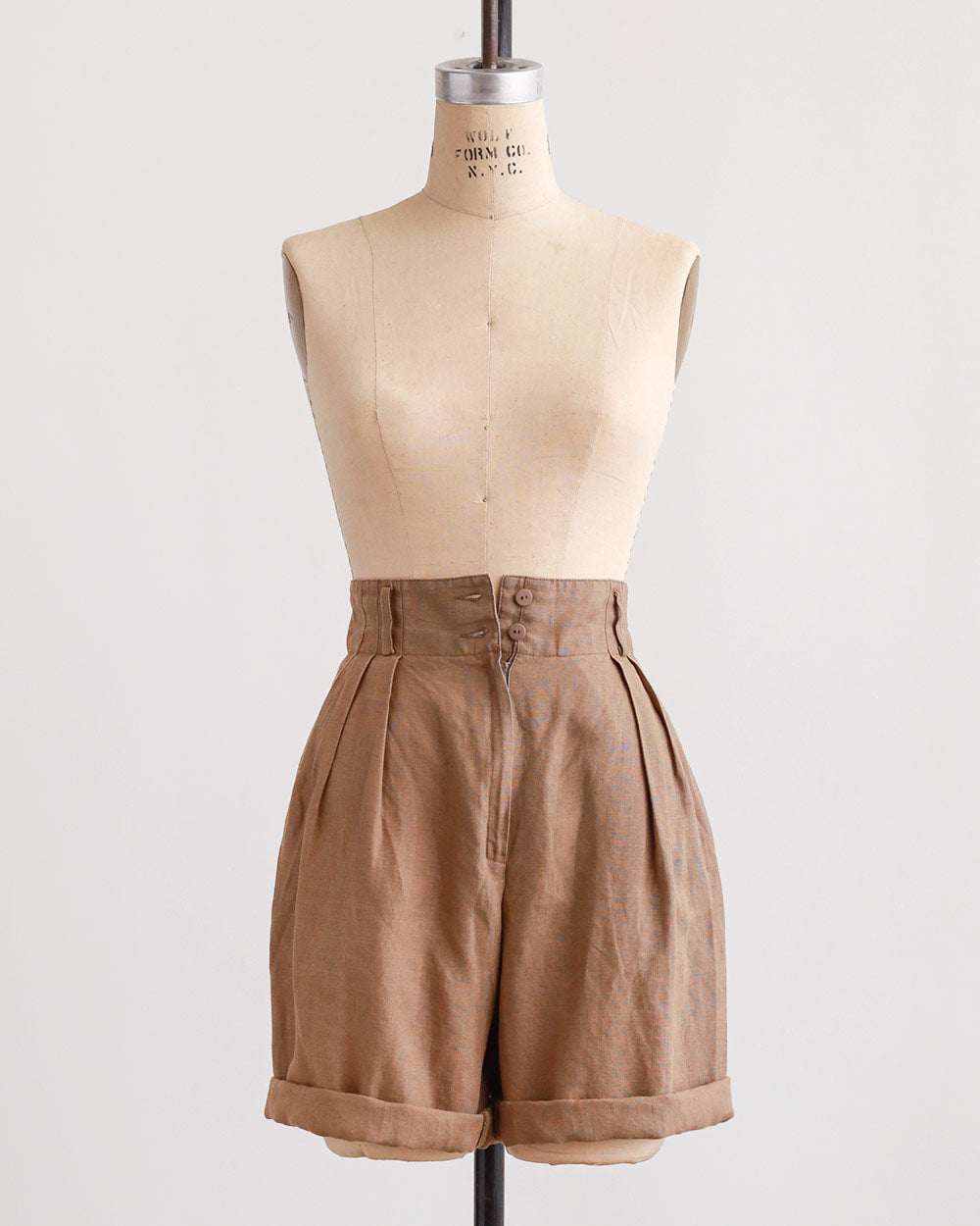 1990s Linen High-Rise Pleated Shorts