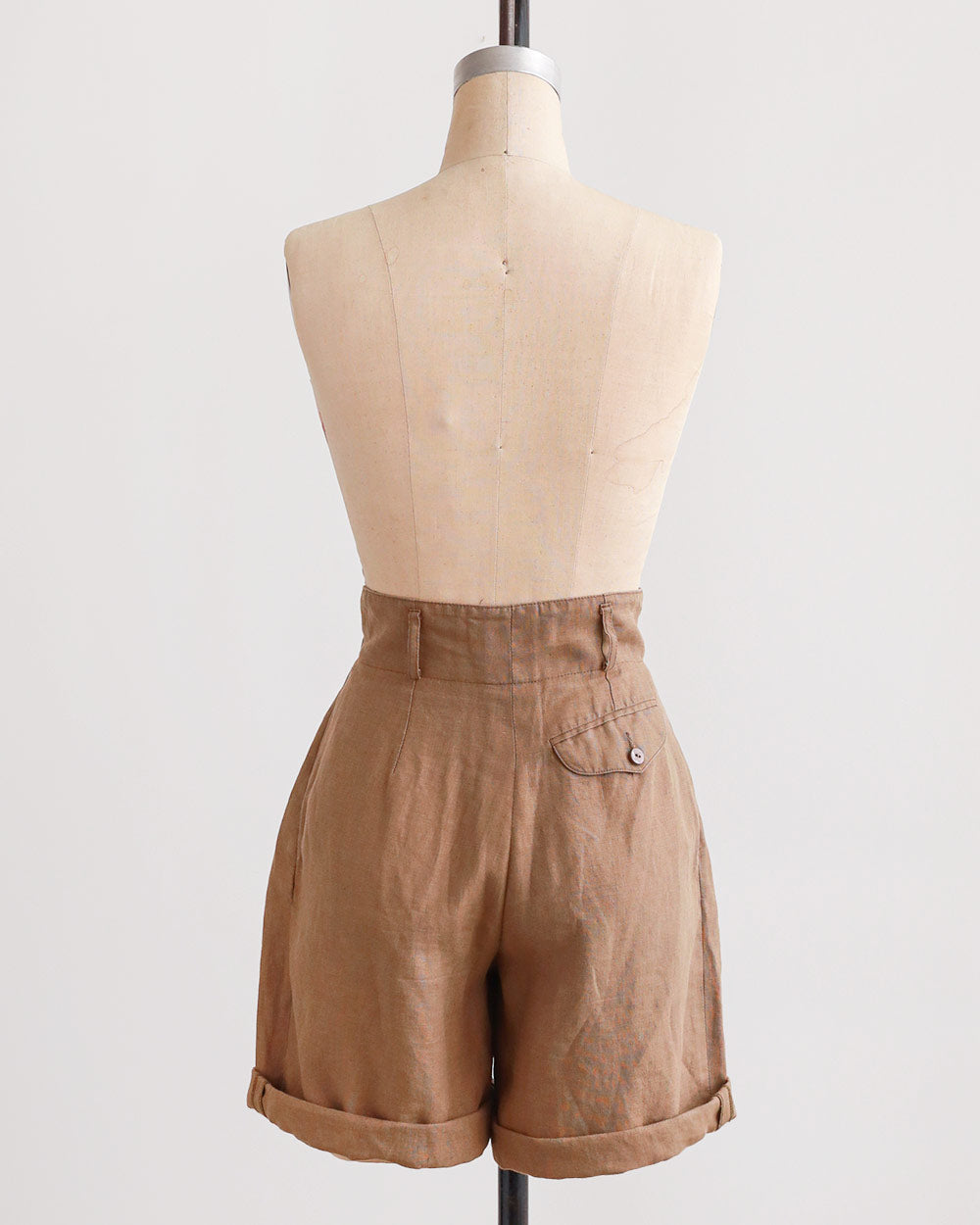 1990s Linen High-Rise Pleated Shorts