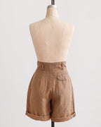 Linnen shorts met hoge taille en plooien uit de jaren 1990