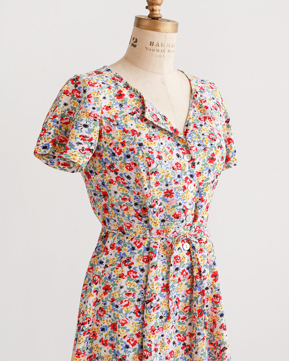 1990s Watercolor Floral Rayon Mini Dress
