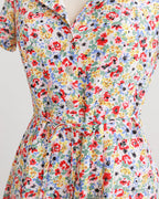 Mini-jurk van rayon met aquarel-bloemenprint uit de jaren 1990