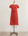 1990s Red Print Midi Dress