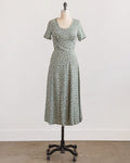 Sage Green Rayon Floral Midi Dress