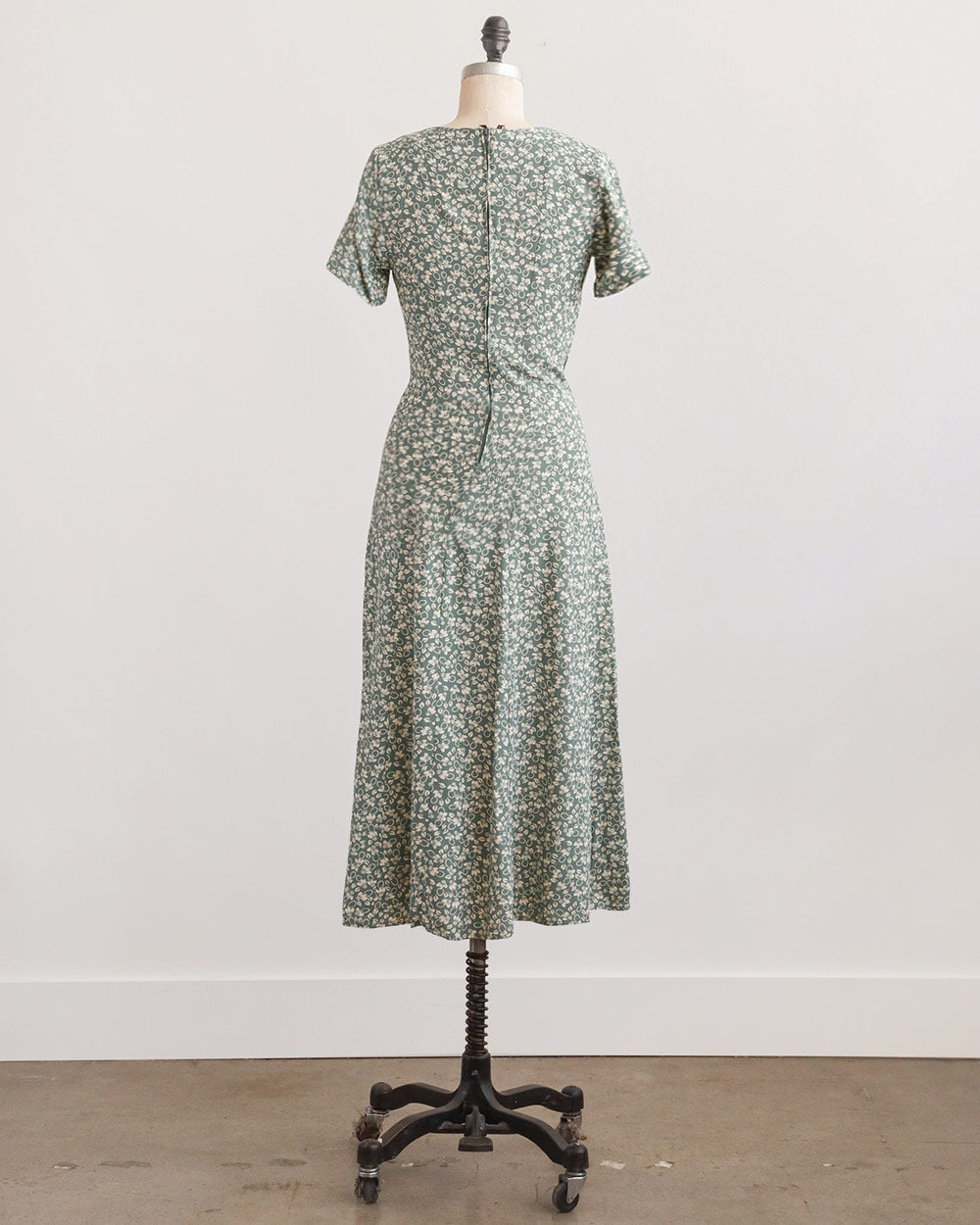Sage Green Rayon Floral Midi Dress