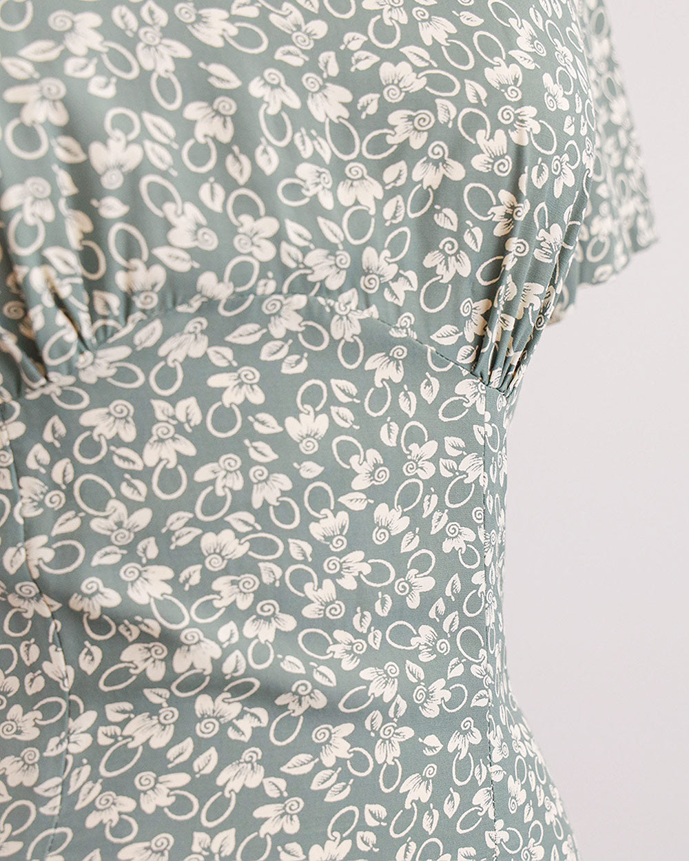 Sage Green Rayon Floral Midi Dress