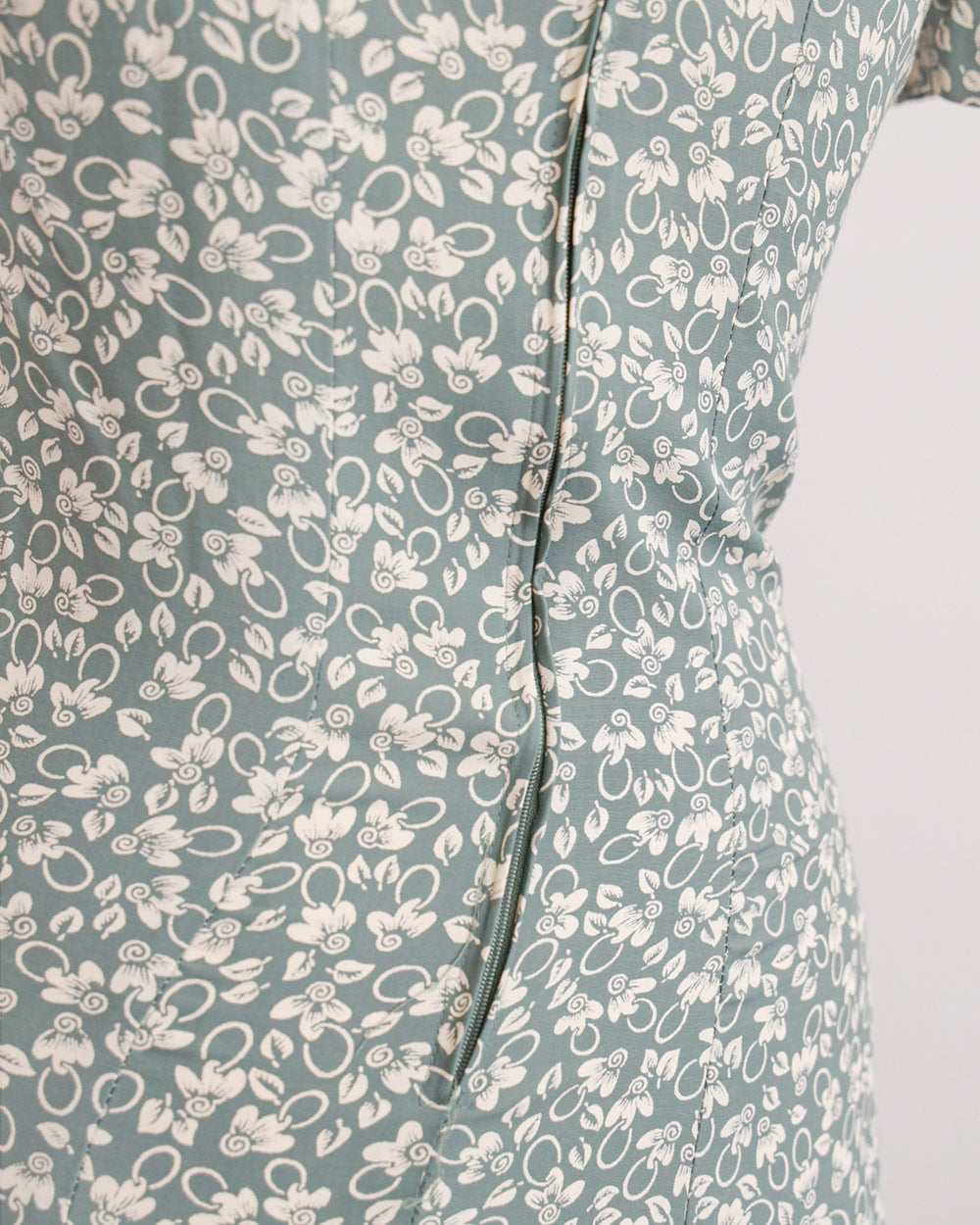 Sage Green Rayon Floral Midi Dress