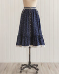 Navy Floral Flounce Hem Midi Skirt