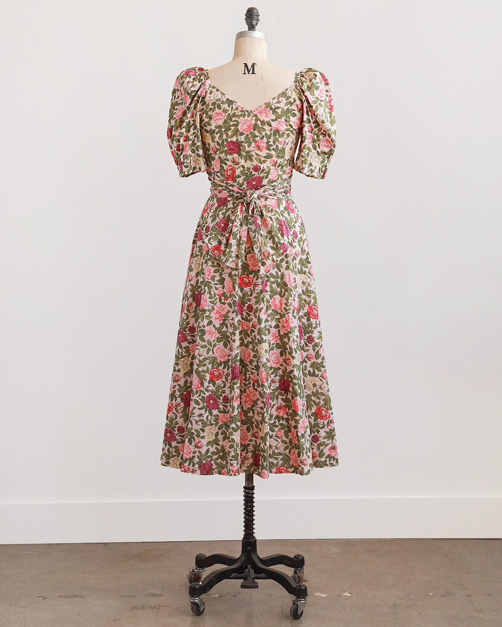 1980s Floral Cotton Wrap Dress