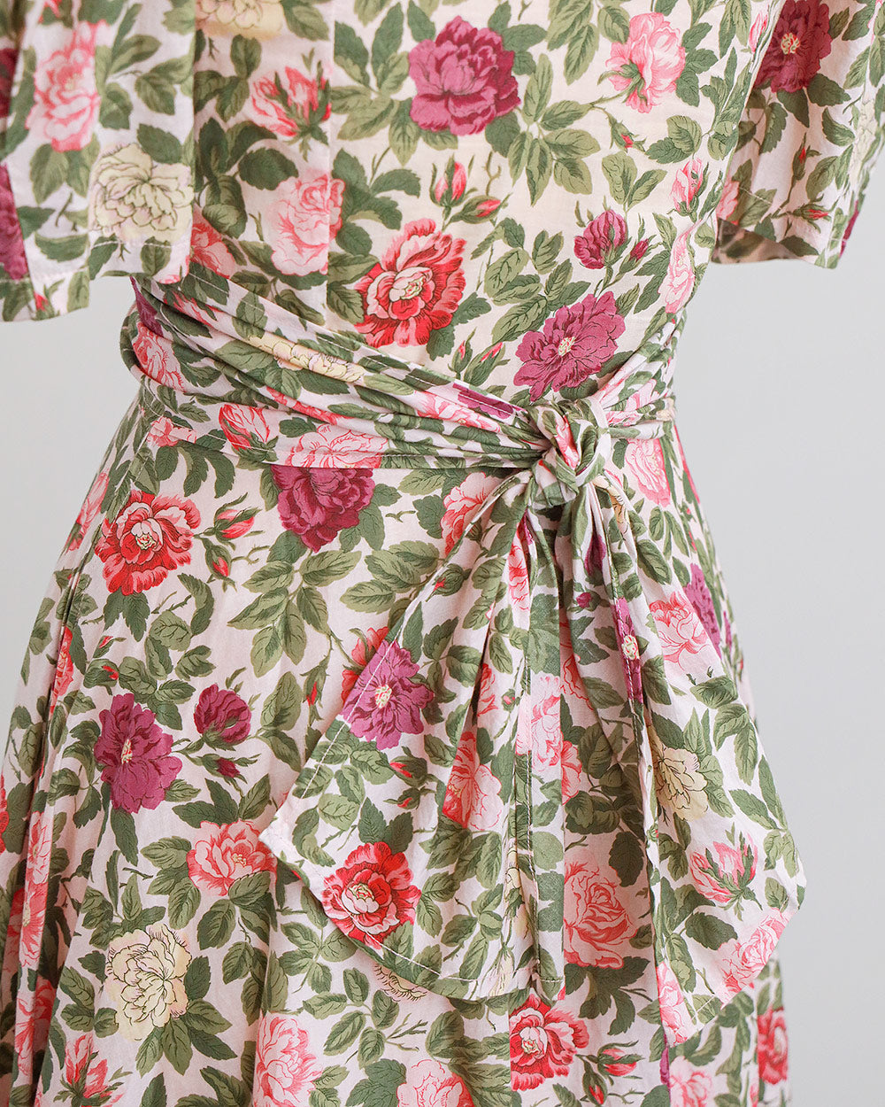 1980s Floral Cotton Wrap Dress